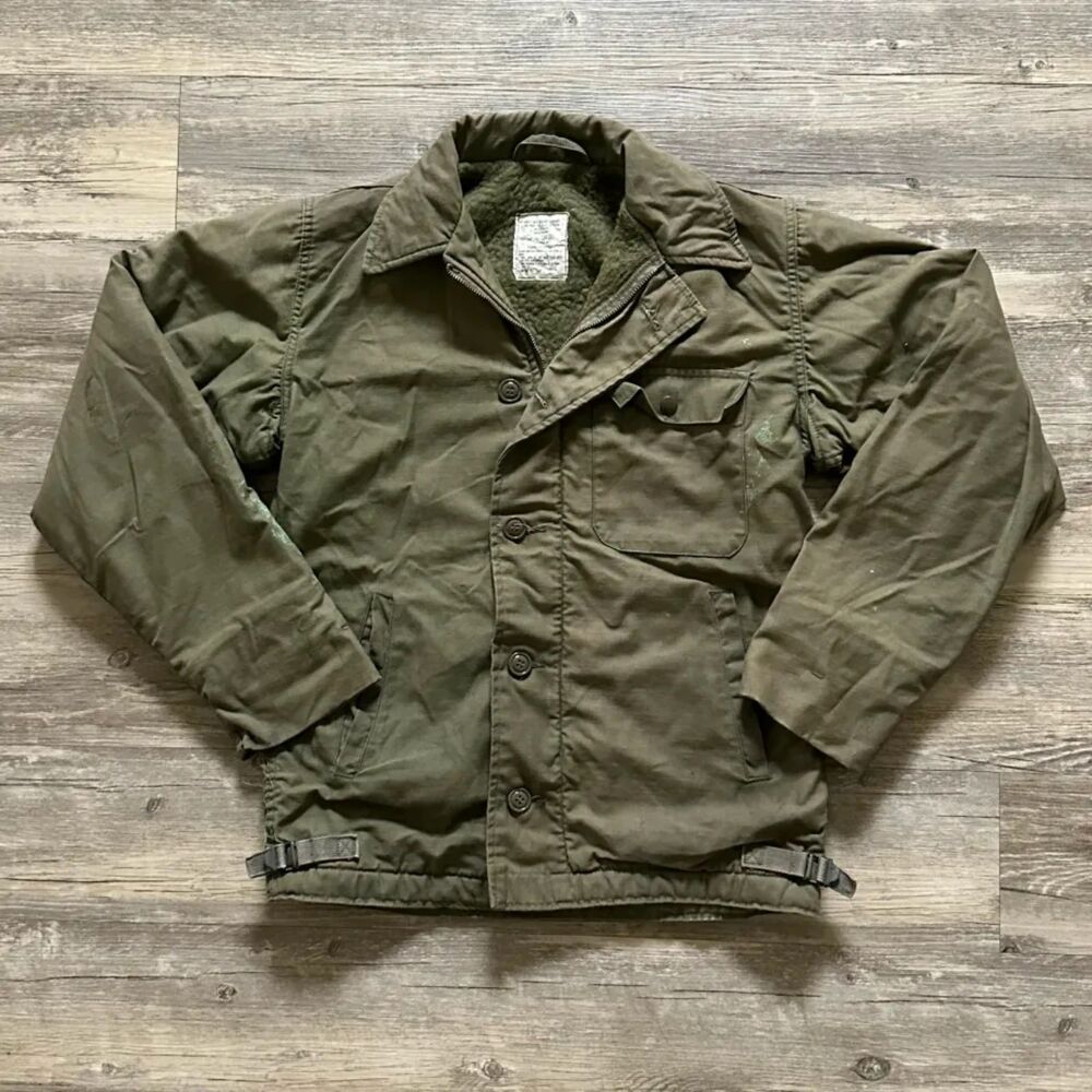 Vintage 70s Military USN A-2 Deck Jacket Size Small
